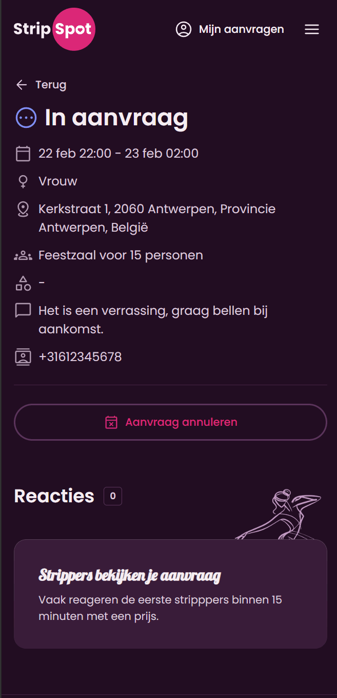 Aanvraag met reactie