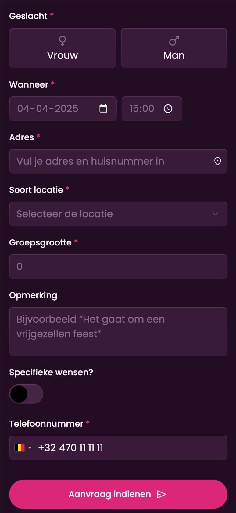 Stap 1 van aanvraag